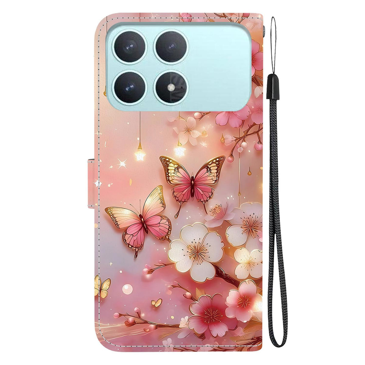 For Redmi K90 / Xiaomi Poco F8 Pro 5G Crystal Texture Colored Drawing Leather Phone Case - Lantern Butterflies - EDA008484438E