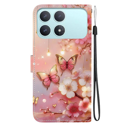 For Redmi K90 / Xiaomi Poco F8 Pro 5G Crystal Texture Colored Drawing Leather Phone Case - Lantern Butterflies - EDA008484438E