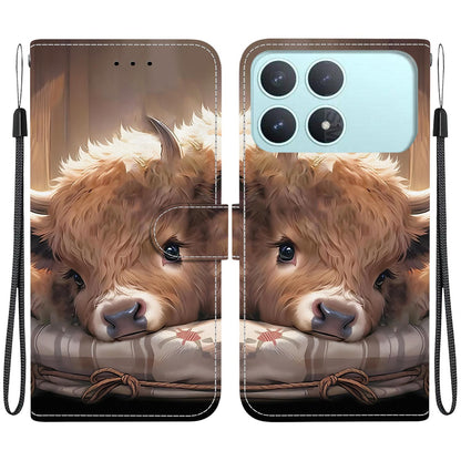 For Redmi K90 / Xiaomi Poco F8 Pro 5G Crystal Texture Colored Drawing Leather Phone Case - Calf - EDA008484438F