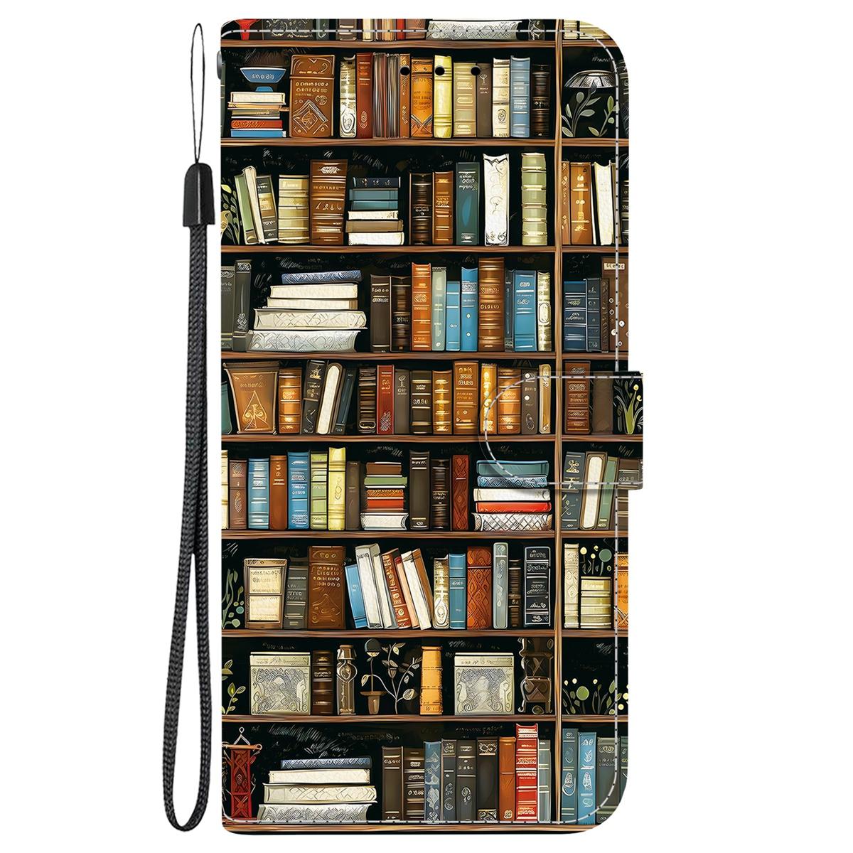 For Redmi K90 / Xiaomi Poco F8 Pro 5G Crystal Texture Colored Drawing Leather Phone Case - Bookshelf - EDA008484438H