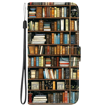 For Redmi K90 / Xiaomi Poco F8 Pro 5G Crystal Texture Colored Drawing Leather Phone Case - Bookshelf - EDA008484438H