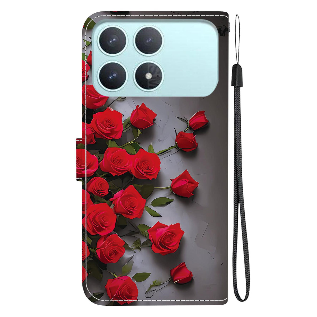 For Redmi K90 / Xiaomi Poco F8 Pro 5G Crystal Texture Colored Drawing Leather Phone Case - Red Roses - EDA008484438J