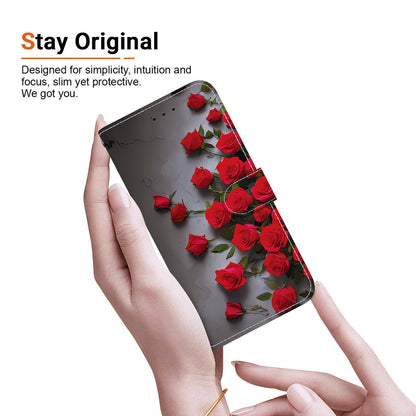 For Redmi K90 / Xiaomi Poco F8 Pro 5G Crystal Texture Colored Drawing Leather Phone Case - Red Roses - EDA008484438J