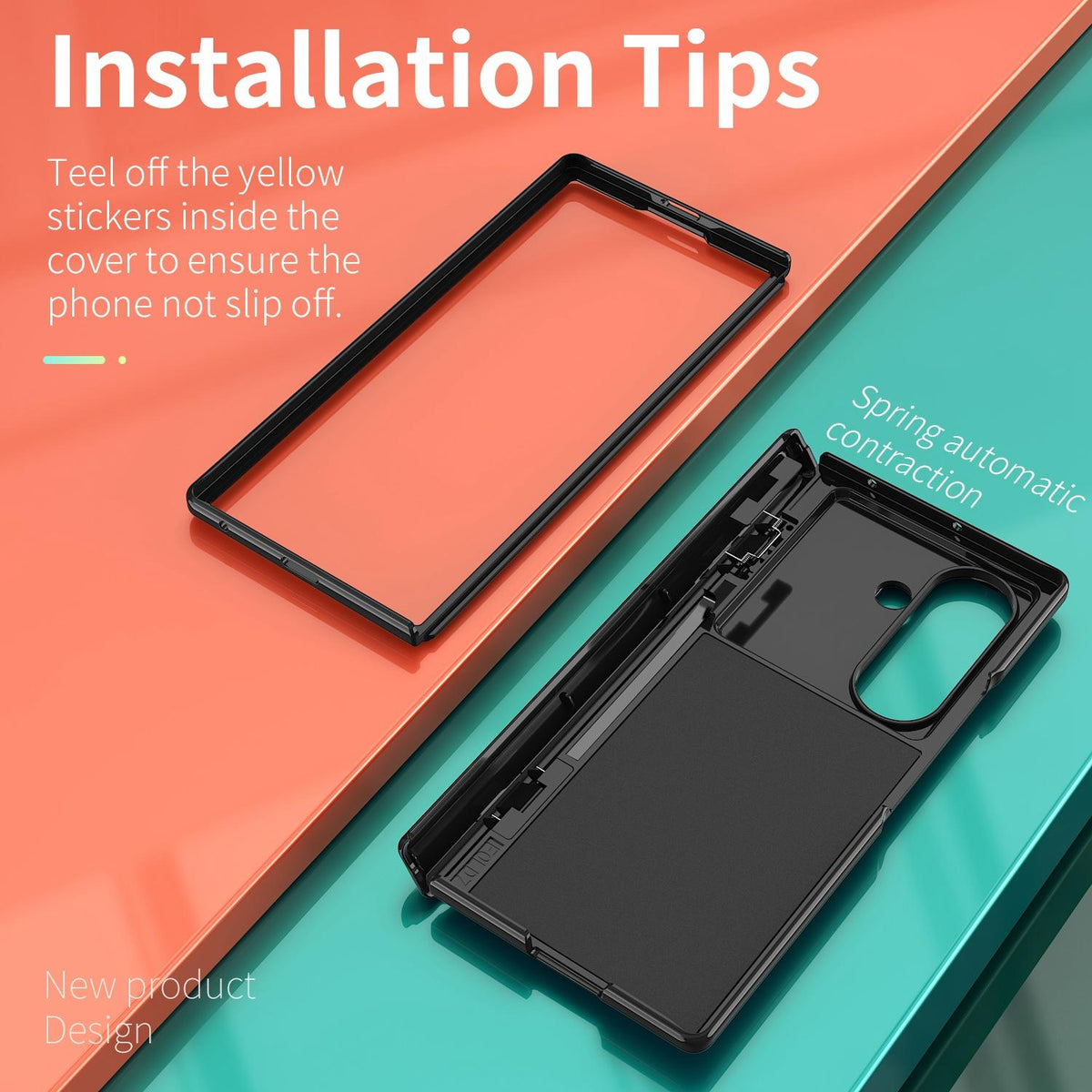 For Galaxy Z Fold8 Ultra 5G Kalebol Sliding Window Hinge Phone Case with Ring Stand - Black - EDA008485808A