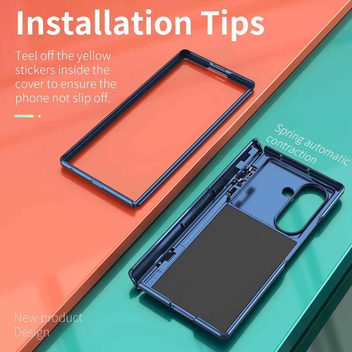 For Galaxy Z Fold8 Ultra 5G Kalebol Sliding Window Hinge Phone Case with Ring Stand - Blue - EDA008485808C