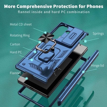 For Galaxy Z Fold8 Ultra 5G Kalebol Sliding Window Hinge Phone Case with Ring Stand - Blue - EDA008485808C