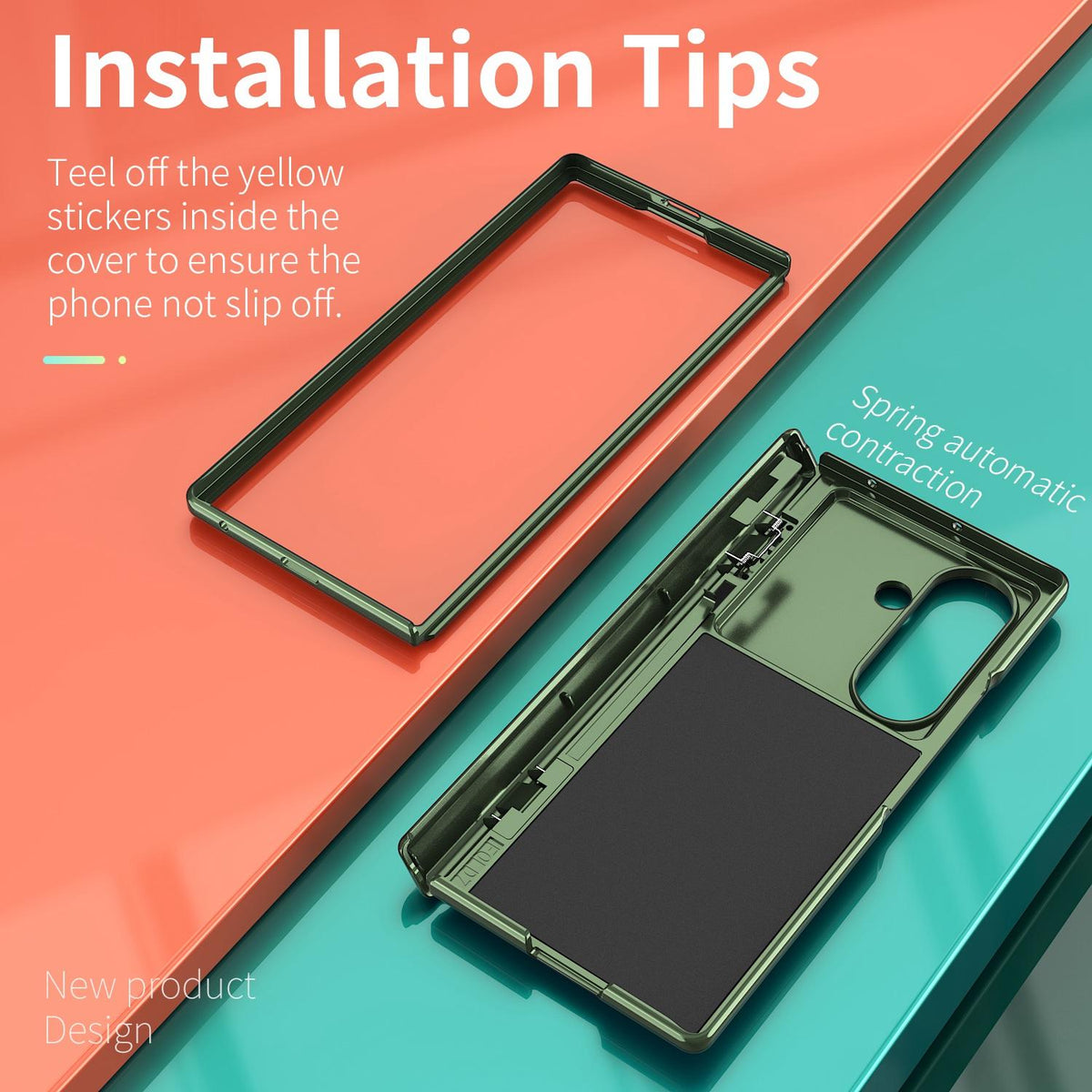 For Galaxy Z Fold8 Ultra 5G Kalebol Sliding Window Hinge Phone Case with Ring Stand - Green - EDA008485808D