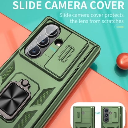 For Galaxy Z Fold8 Ultra 5G Kalebol Sliding Window Hinge Phone Case with Ring Stand - Green - EDA008485808D