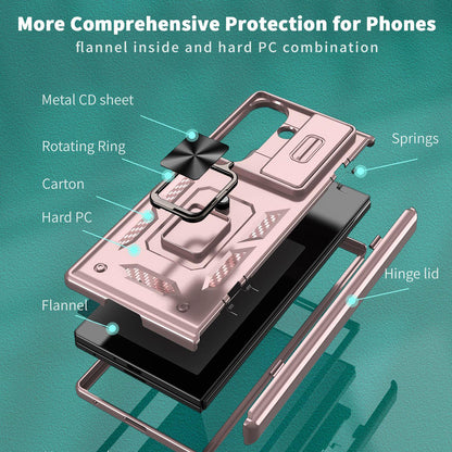 For Galaxy Z Fold8 Ultra 5G Kalebol Sliding Window Hinge Phone Case with Ring Stand - Rose Gold - EDA008485808E