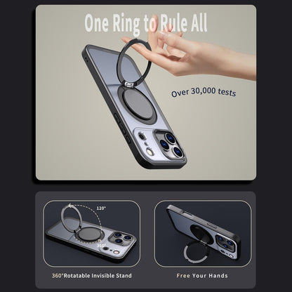 For iPhone 18 Pro Max Kalebol 360-degree Rotating MagSafe Magnetic Holder Phone Case - Black - EDA008486608A