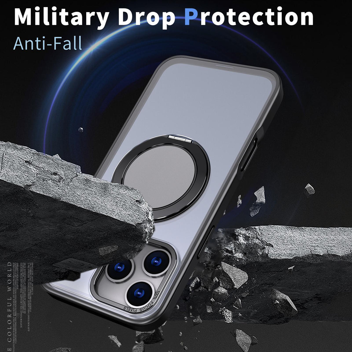 For iPhone 18 Pro Max Kalebol 360-degree Rotating MagSafe Magnetic Holder Phone Case - Black - EDA008486608A