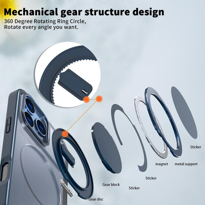 For iPhone 18 Pro Max Kalebol 360-degree Rotating MagSafe Magnetic Holder Phone Case - Blue - EDA008486608E