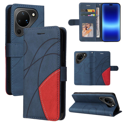 For Huawei Pura 90 5G Dual-color Splicing Flip Leather Phone Case - Blue - EDA008491705A