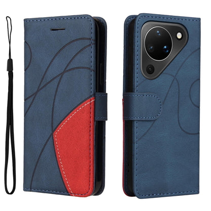 For Huawei Pura 90 5G Dual-color Splicing Flip Leather Phone Case - Blue - EDA008491705A
