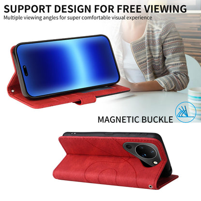 For Huawei Pura 90 5G Dual-color Splicing Flip Leather Phone Case - Red - EDA008491705B