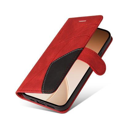 For Huawei Pura 90 5G Dual-color Splicing Flip Leather Phone Case - Red - EDA008491705B