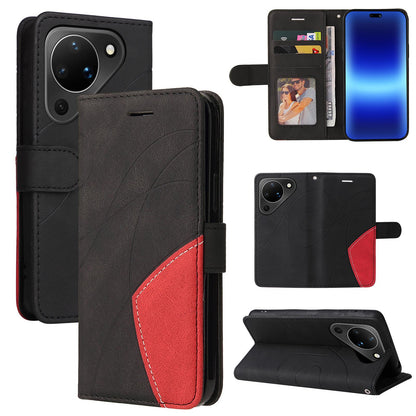 For Huawei Pura 90 5G Dual-color Splicing Flip Leather Phone Case - Black - EDA008491705C