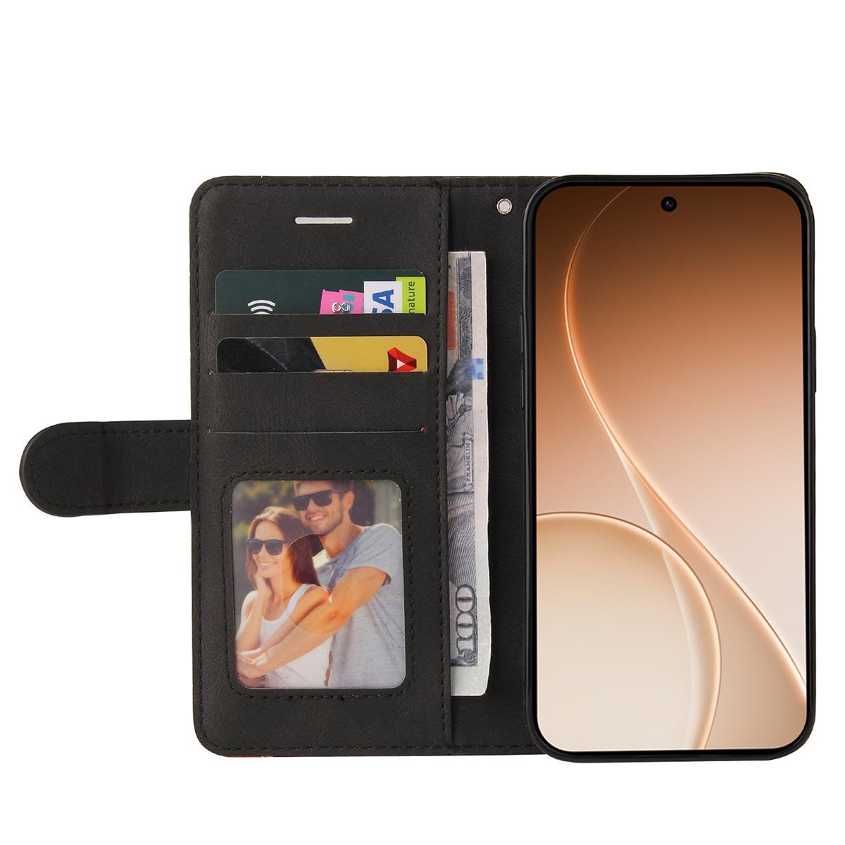 For Huawei Pura 90 5G Dual-color Splicing Flip Leather Phone Case - Black - EDA008491705C