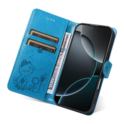 For Huawei Pura 90 Pro Max 5G Cat and Bee Embossed Flip Leather Phone Case - Blue - EDA008492707C