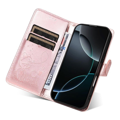 For Huawei Pura 90 Pro Max 5G Cat and Bee Embossed Flip Leather Phone Case - Rose Gold - EDA008492707E