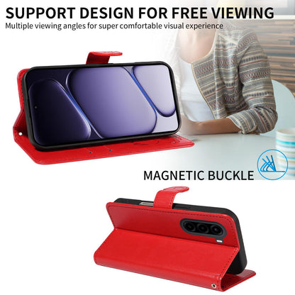 For OnePlus Nord CE6 Lite/Turbo 6X 5G Cat and Bee Embossed Flip Leather Phone Case - Red - EDA008492806A