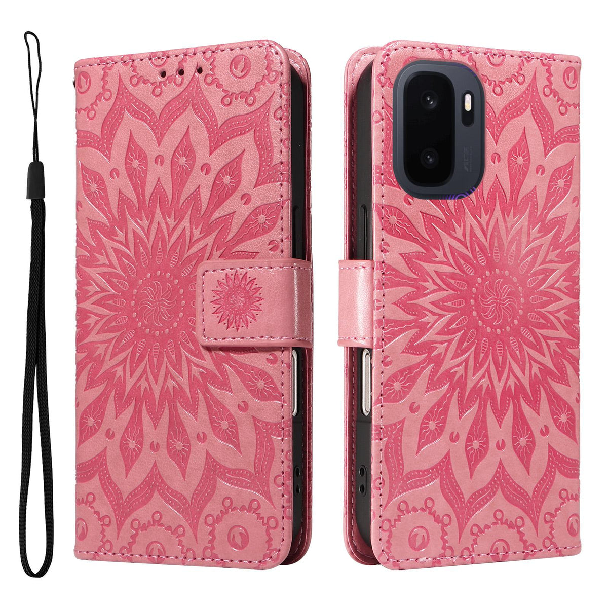 For OnePlus Ace 6 Ultra Embossed Sunflower Pattern Flip Leather Phone Case - Pink - EDA008493505A