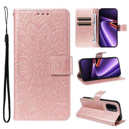 For OnePlus Ace 6 Ultra Embossed Sunflower Pattern Flip Leather Phone Case - Rose Gold - EDA008493505D