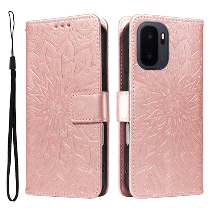For OnePlus Ace 6 Ultra Embossed Sunflower Pattern Flip Leather Phone Case - Rose Gold - EDA008493505D