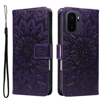 For OnePlus Ace 6 Ultra Embossed Sunflower Pattern Flip Leather Phone Case - Purple - EDA008493505E