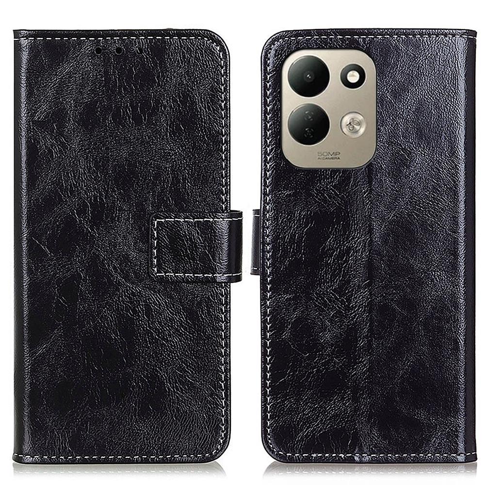 For Redmi 17 5G / 4G Global 170mm Retro Crazy Horse Texture Leather Phone Case - Black - EDA008494916A