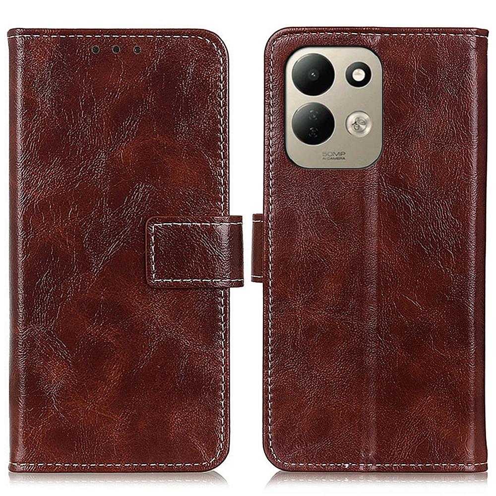 For Redmi 17 5G / 4G Global 170mm Retro Crazy Horse Texture Leather Phone Case - Brown - EDA008494916B