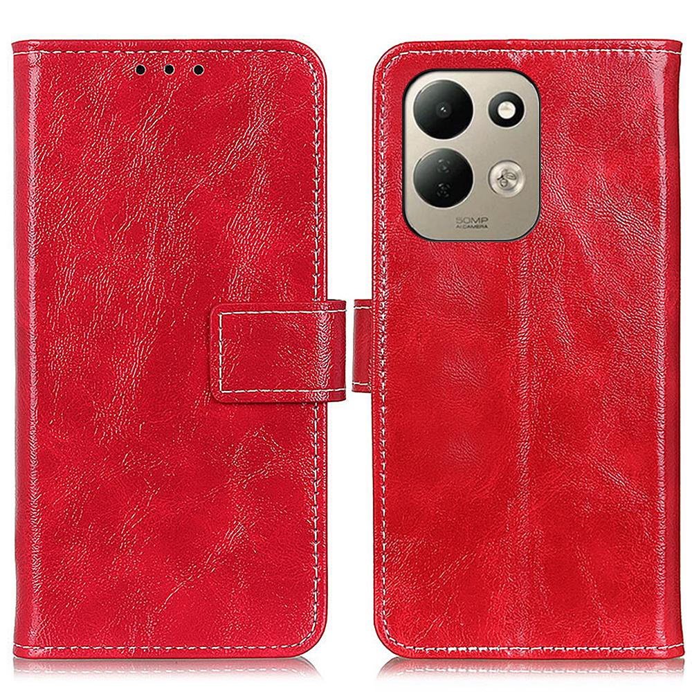 For Redmi 17 5G / 4G Global 170mm Retro Crazy Horse Texture Leather Phone Case - Red - EDA008494916C
