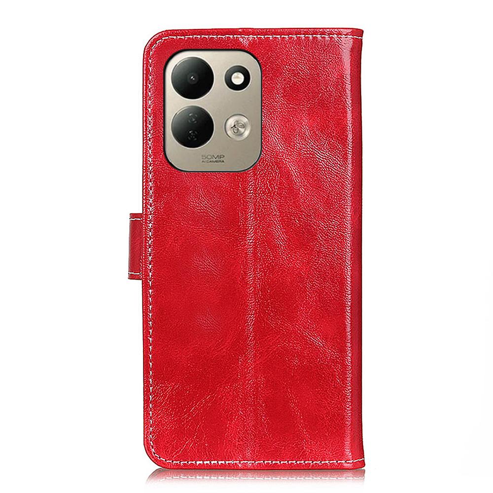 For Redmi 17 5G / 4G Global 170mm Retro Crazy Horse Texture Leather Phone Case - Red - EDA008494916C