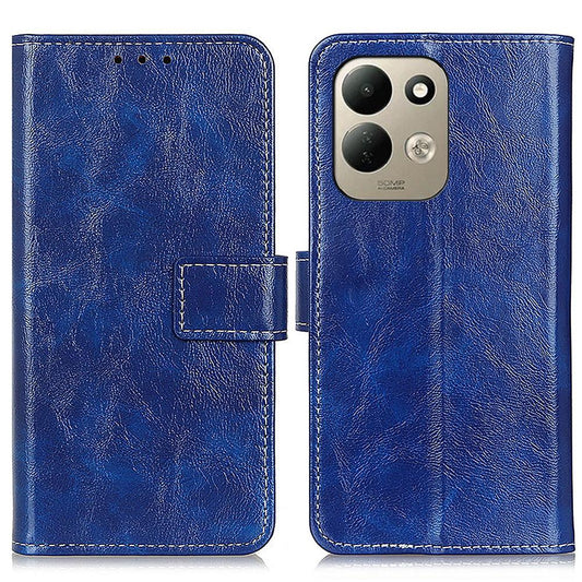 For Redmi 17 5G / 4G Global 170mm Retro Crazy Horse Texture Leather Phone Case - Blue - EDA008494916D