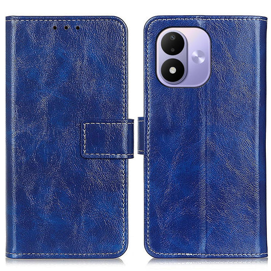 For Redmi Note 17 5G/4G Global 169.7mm Retro Crazy Horse Texture Leather Phone Case - Blue - EDA008494917D