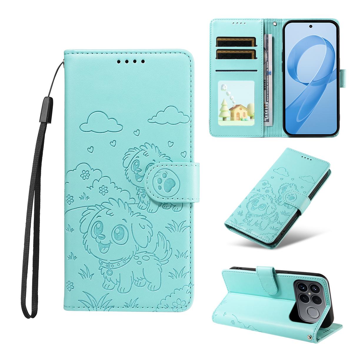 For Redmi K90 Pro Max / Poco F8 Ultra Embossed Heart Dog RFID Blocking Wallet Leather Phone Case(Green)