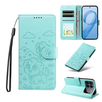 For Redmi K90 Pro Max / Poco F8 Ultra Embossed Heart Dog RFID Blocking Wallet Leather Phone Case(Green)