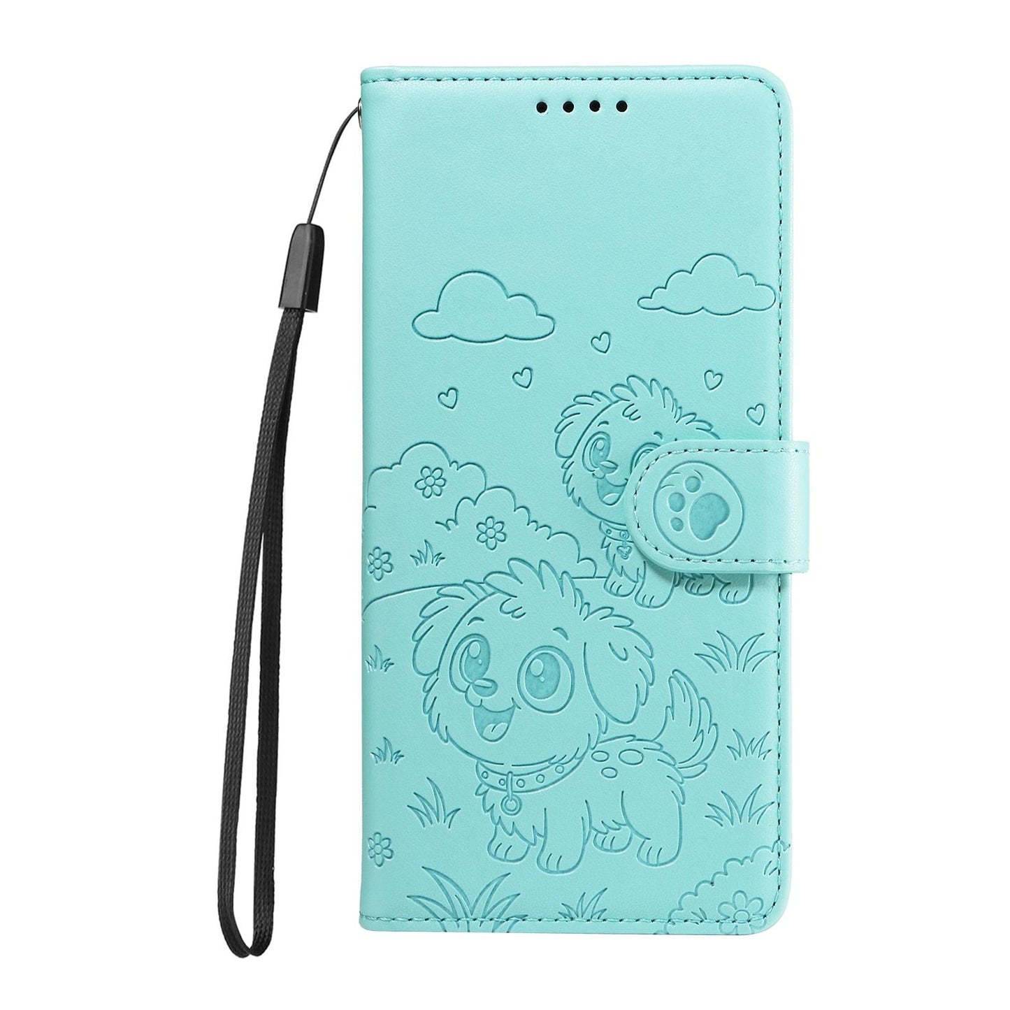 For Redmi K90 Pro Max / Poco F8 Ultra Embossed Heart Dog RFID Blocking Wallet Leather Phone Case(Green)