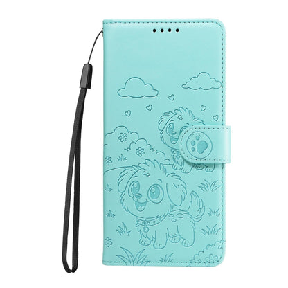 For Redmi K90 Pro Max / Poco F8 Ultra Embossed Heart Dog RFID Blocking Wallet Leather Phone Case(Green)
