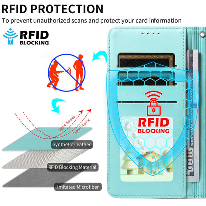 For Redmi K90 Pro Max / Poco F8 Ultra Embossed Heart Dog RFID Blocking Wallet Leather Phone Case(Green)