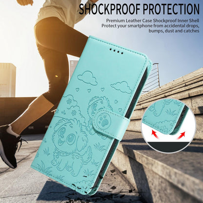 For Redmi K90 Pro Max / Poco F8 Ultra Embossed Heart Dog RFID Blocking Wallet Leather Phone Case(Green)