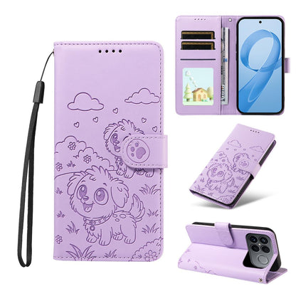 For Redmi K90 Pro Max / Poco F8 Ultra Embossed Heart Dog RFID Blocking Wallet Leather Phone Case(Purple)