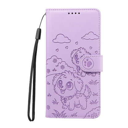For Redmi K90 Pro Max / Poco F8 Ultra Embossed Heart Dog RFID Blocking Wallet Leather Phone Case(Purple)
