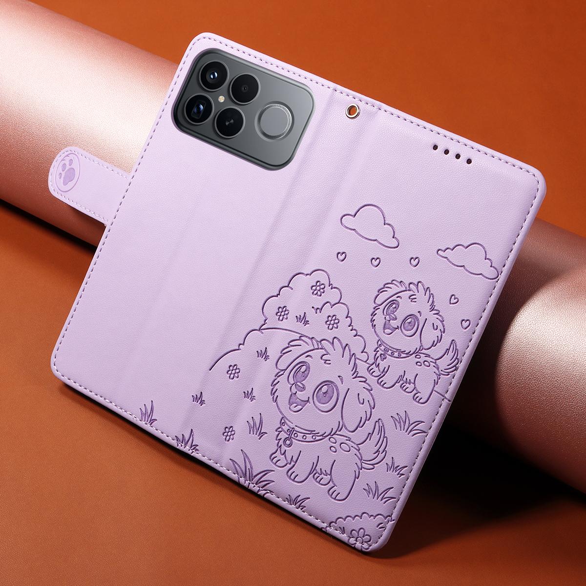 For Redmi K90 Pro Max / Poco F8 Ultra Embossed Heart Dog RFID Blocking Wallet Leather Phone Case(Purple)