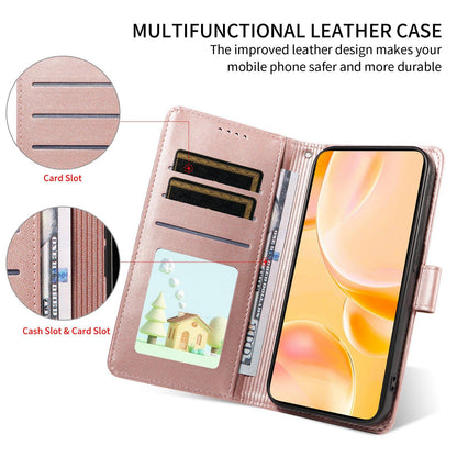 For Redmi K90 Pro Max / Poco F8 Ultra Embossed Heart Dog RFID Blocking Wallet Leather Phone Case(Rose Gold)