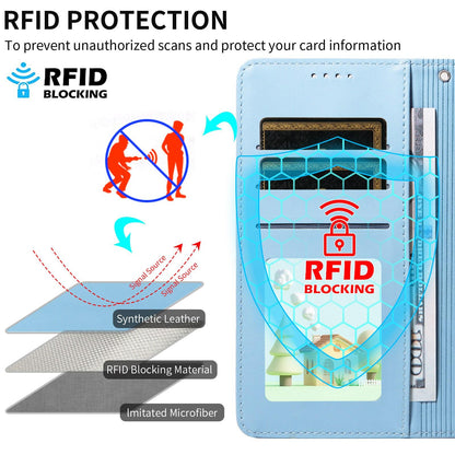 For Redmi K90 Pro Max / Poco F8 Ultra Embossed Heart Dog RFID Blocking Wallet Leather Phone Case(Sky Blue)