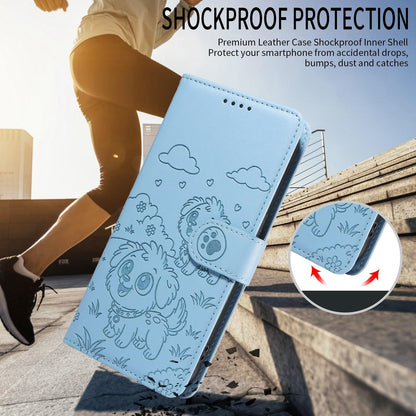 For Redmi K90 Pro Max / Poco F8 Ultra Embossed Heart Dog RFID Blocking Wallet Leather Phone Case(Sky Blue)