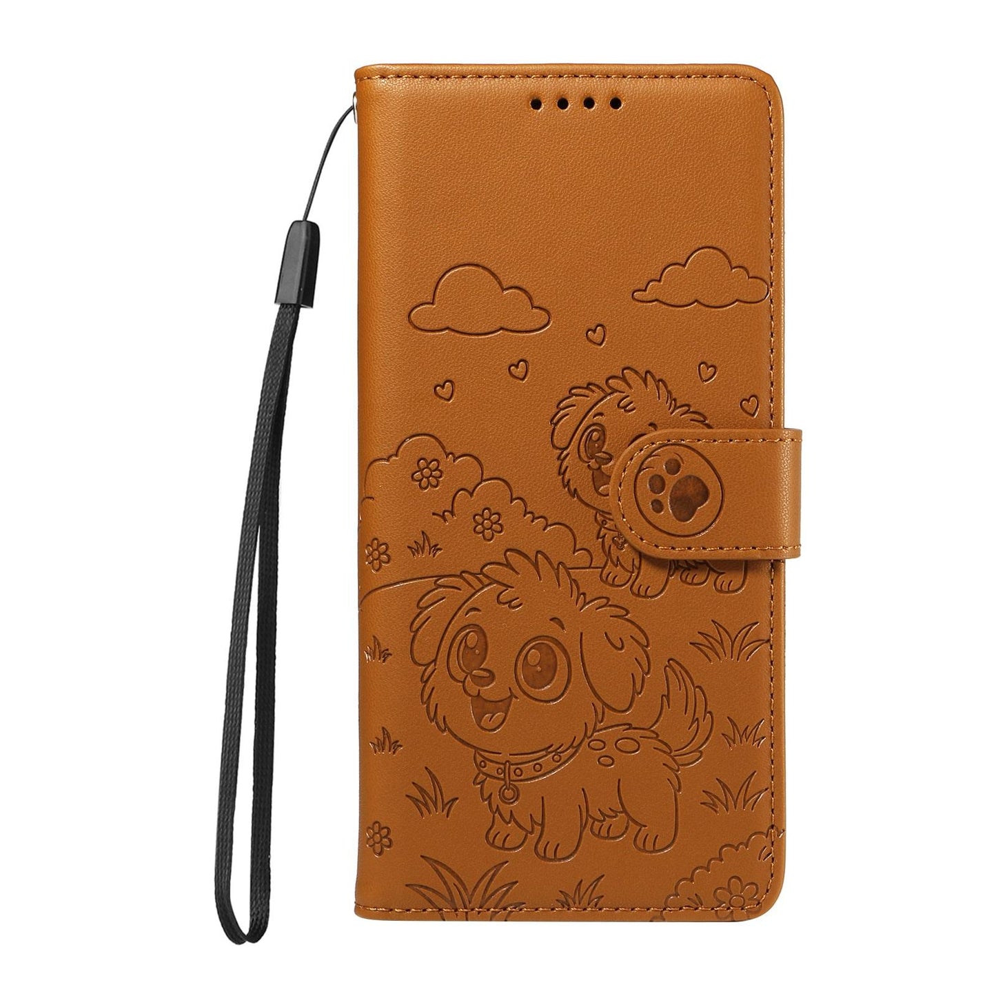 For Redmi K90 Pro Max / Poco F8 Ultra Embossed Heart Dog RFID Blocking Wallet Leather Phone Case(Brown)