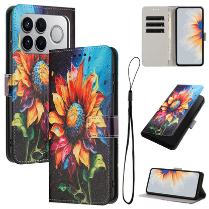 For Redmi K90 Pro Max / Poco F8 Ultra Color Drawing Pattern Leather Phone Case(Sunflower)