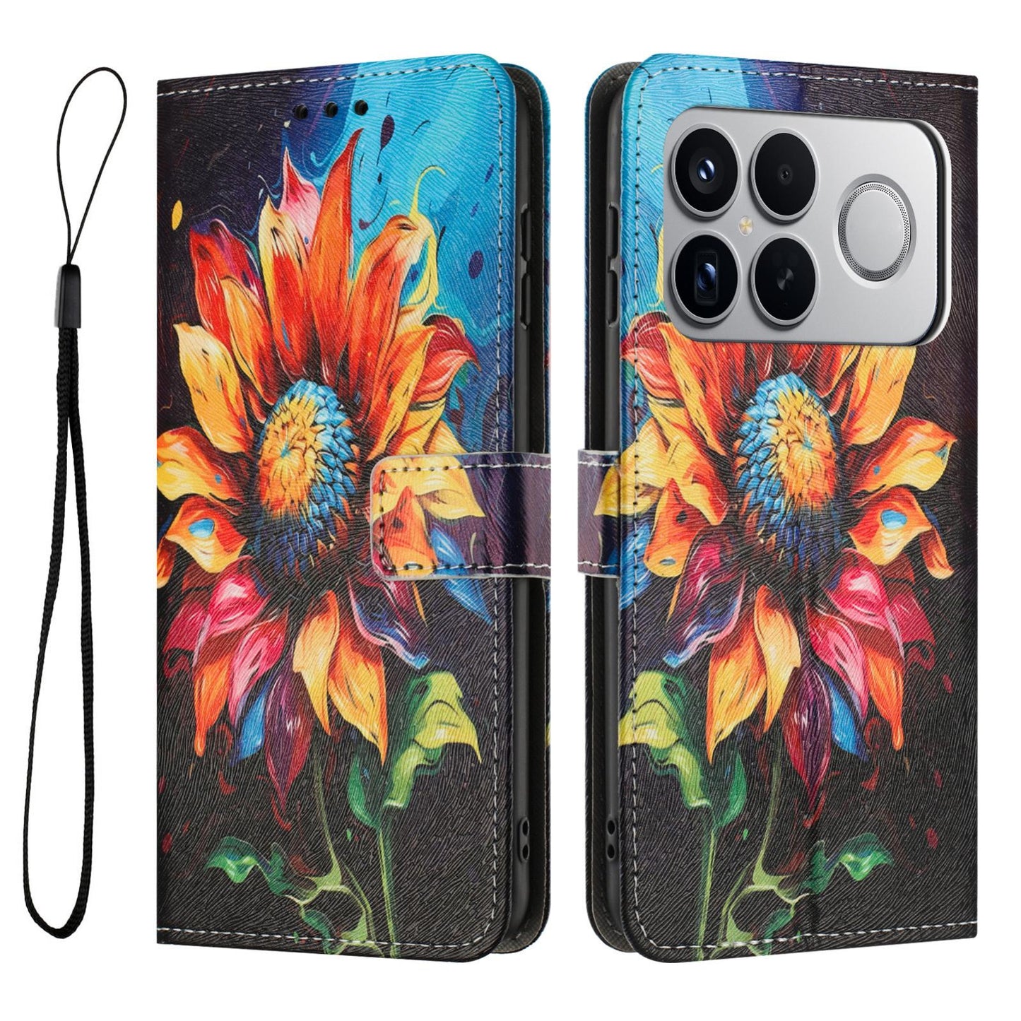 For Redmi K90 Pro Max / Poco F8 Ultra Color Drawing Pattern Leather Phone Case(Sunflower)